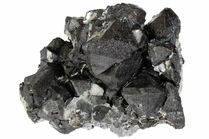 Octahedral Magnetite Crystal Cluster in Calcite - Russia #174906